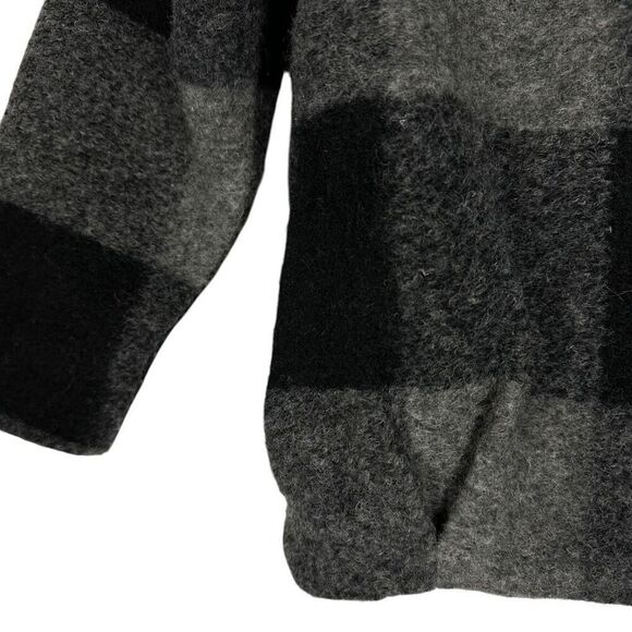 Zara Girls Black Buffalo Plaid Collarless Jacket size 7 - Picture 8 of 14